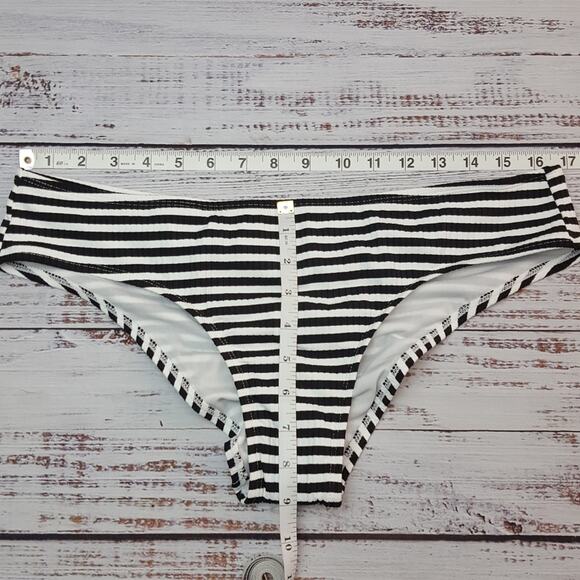New* Black & White Striped Cheeky Bikini Bottom | XL | NWOT - Picture 5 of 8